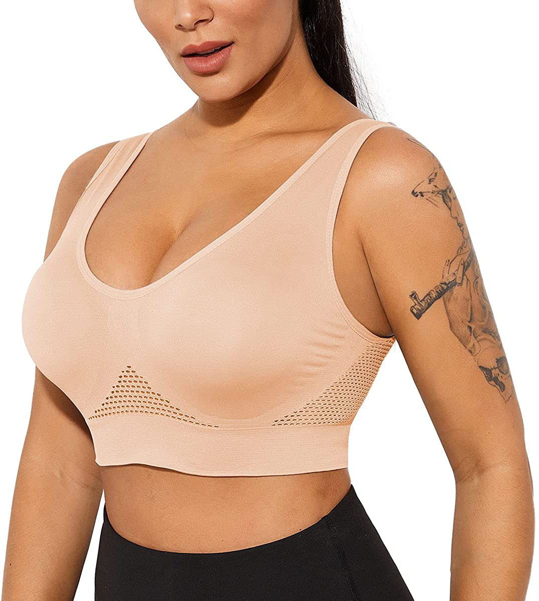 Women Sports Bra Comfortable Sleep Bras No Underwire Seamless Workout Yoga Bra of 3 Pack Apparel & Accessories > Clothing > Underwear & Socks > Bras Kylie Max   