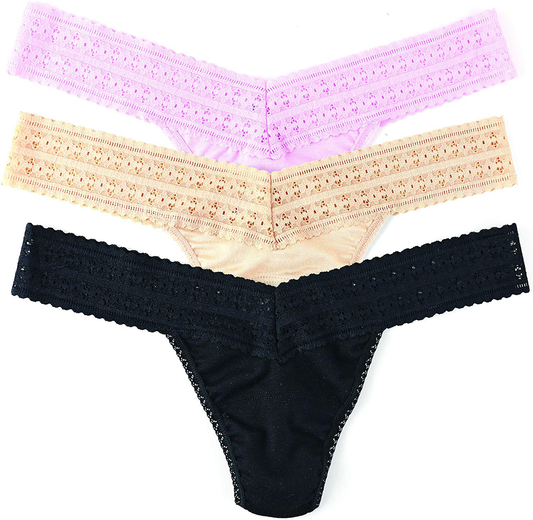 hanky panky, Dream Tencel Modal Low Rise Thong Value 3 Pack, One Size 2-12 Apparel & Accessories > Clothing > Underwear & Socks > Underwear hanky panky Cotton Candy, Black, Chai One Size 