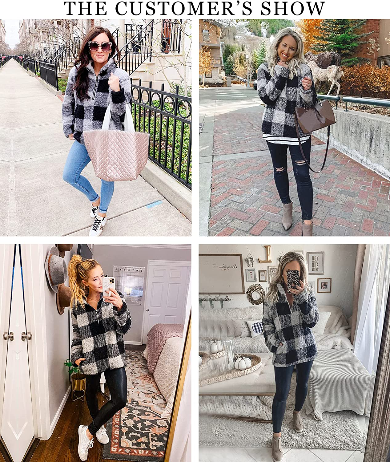 BTFBM Women Sherpa Pullover Quarter Zip Long Sleeve Fluffy Soft Fleece Jackets Sweaters Sweatshirts Hoodies Outwear Coat Apparel & Accessories > Clothing > Activewear Kylie Max   