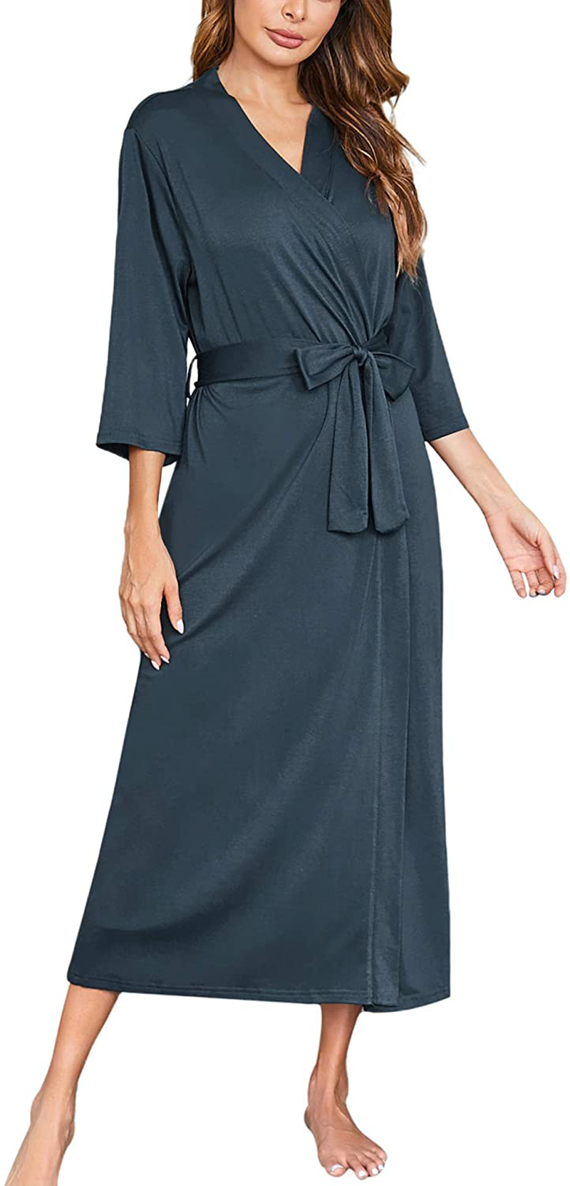 Ekouaer Womens Robes, Lightweight Cotton Robe Soft Sleepwear Ladies Loungewear Dressing Gown Long Bathrobe Apparel & Accessories > Clothing > Sleepwear & Loungewear > Robes Ekouaer Green Small 