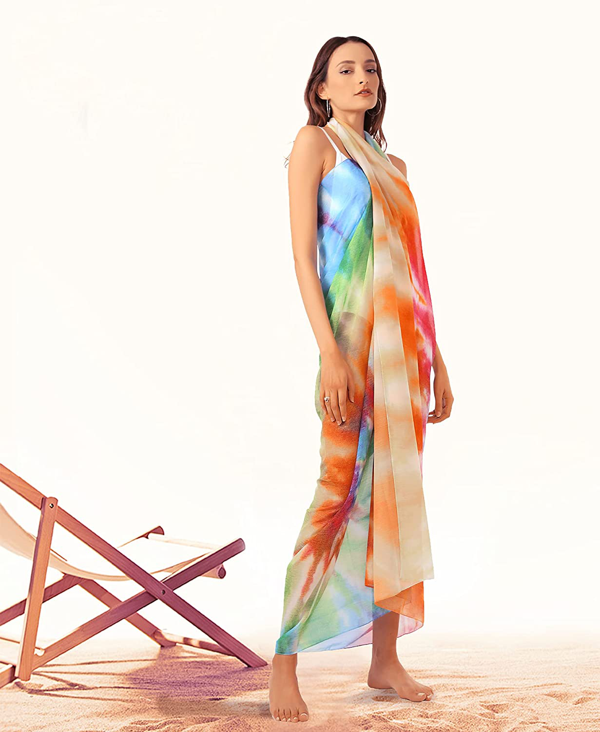 Missshorthair Womens Chiffon Beach Pareos Sarong Sheer Swimsuit Cover Ups Swimwear Bikini Wrap Apparel & Accessories > Clothing > Swimwear Kylie Max   
