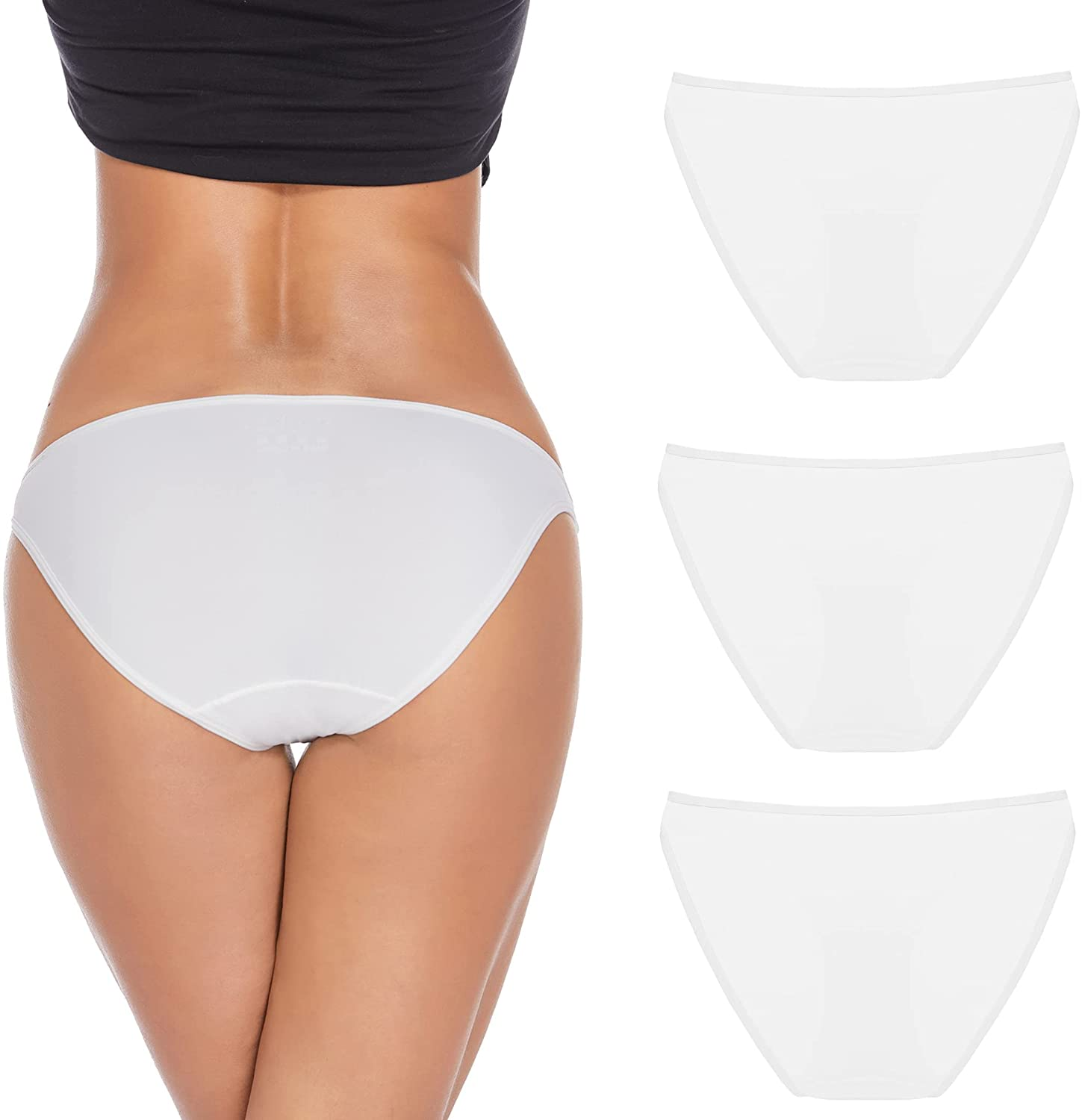 Ekouaer Sexy Ice Silk Bikini Underwear Panty Womens Seamless String Briefs Soft Stretch Breathable Invisible Panty 3 Pack Apparel & Accessories > Clothing > Underwear & Socks > Underwear Ekouaer   