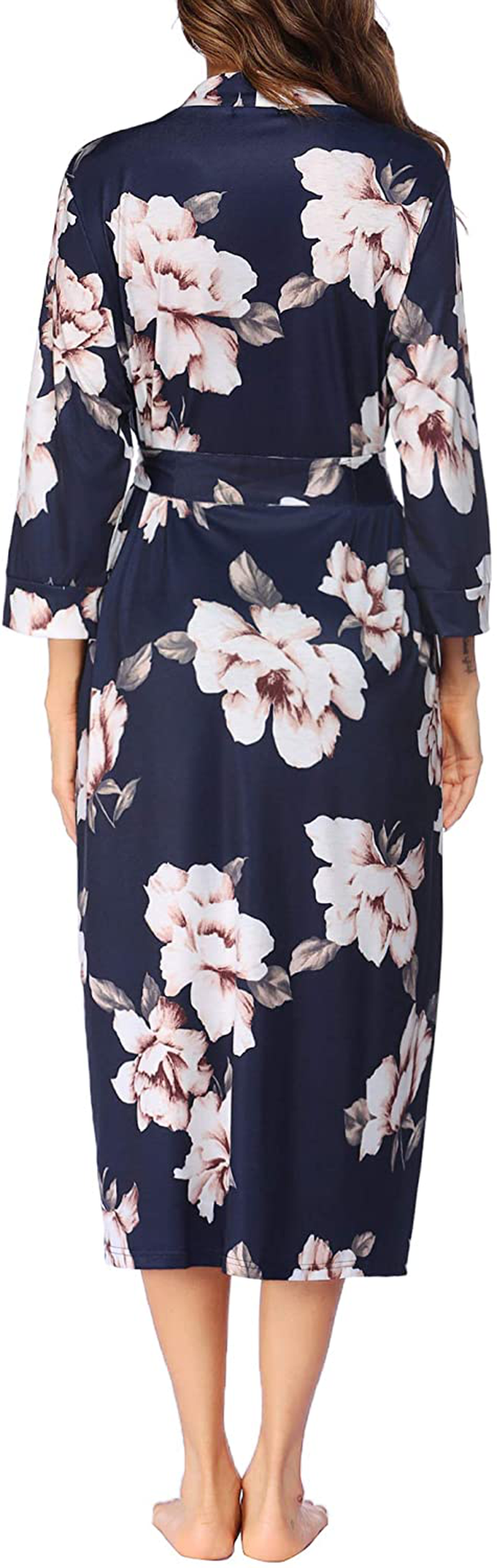 MAXMODA Women Kimono Robes Long Knit Bathrobe Soft Robe Casual Ladies Loungewear S-3XL Apparel & Accessories > Clothing > Sleepwear & Loungewear > Robes Kylie Max   