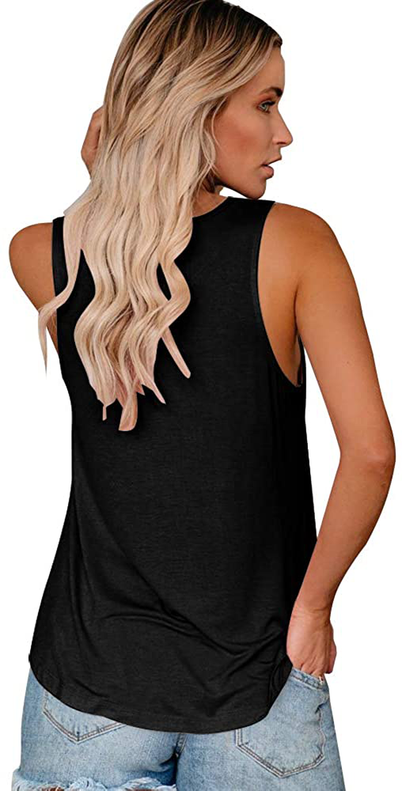 SAUKOLE Women'S Sleeveless Yoga Workout Tank Tops Cute Printed Loose Fit Running Exercise T-Shirt Apparel & Accessories > Clothing > Activewear Kylie Max   