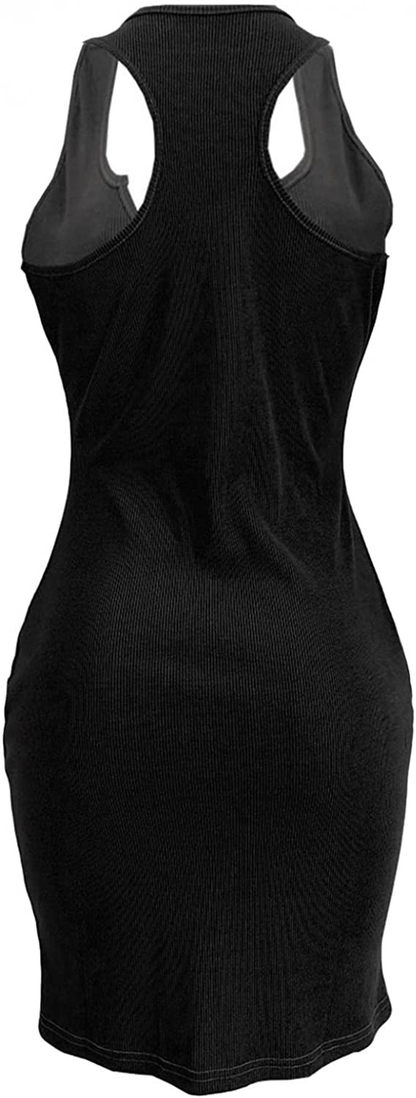 Burband Womens Ribbed V Neck Sleeveless Tank Dresses Basic Bodycon Mini Dress Solid Scoop Neck Summer Tank Shirt Dresses Apparel & Accessories > Clothing > Underwear & Socks > Shapewear Burband   