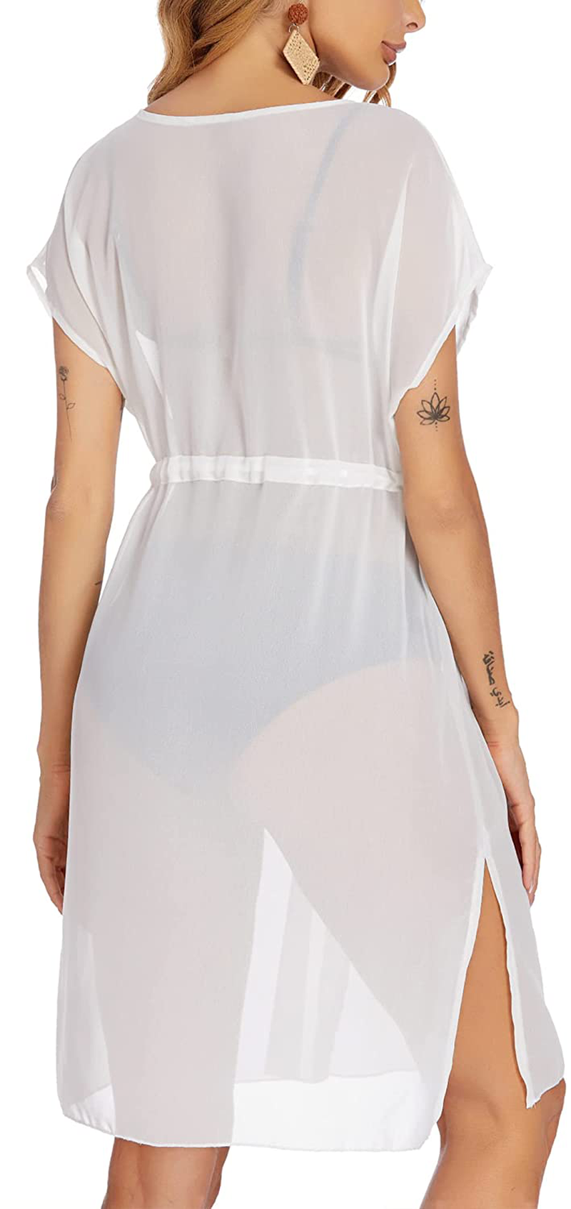 Ekouaer Women'S Summer Bikini Cover up Sexy Sheer Swimsuits Coverup Mesh Chiffon Beach Dress Swimwear Apparel & Accessories > Clothing > Swimwear Kylie Max   