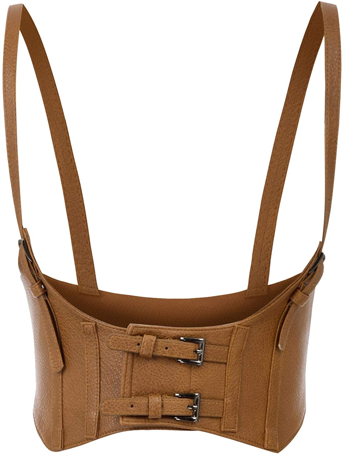 KANCY KOLE Women Fashion Faux Leather Waist Belt Steampunk Underbust Corset Apparel & Accessories > Clothing > Underwear & Socks > Lingerie KANCY KOLE Brown XX-Large 