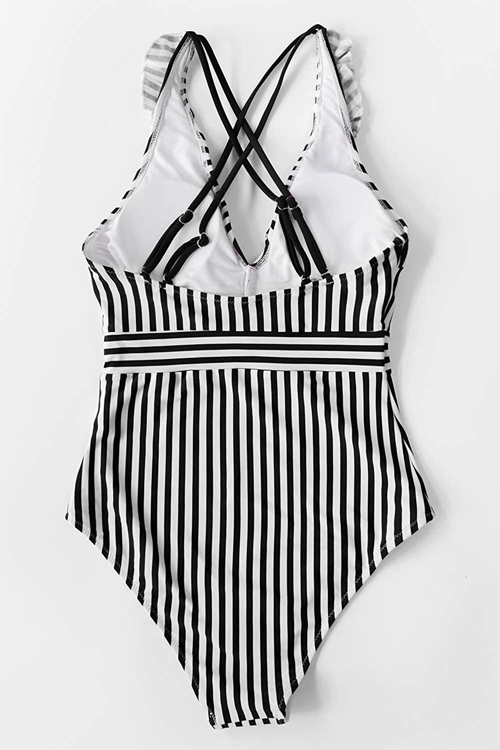 CUPSHE Women'S V Neck One Piece Swimsuit Ruffled Back Cross Swimwear Apparel & Accessories > Clothing > Swimwear Kylie Max   