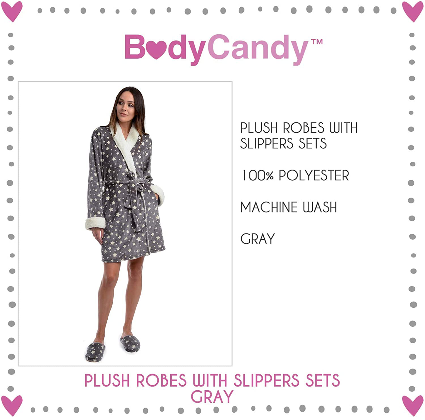 Body Candy Women'S Luxurious Soft Plush Bathrobe with Slippers Set Apparel & Accessories > Clothing > Sleepwear & Loungewear > Robes Kylie Max   