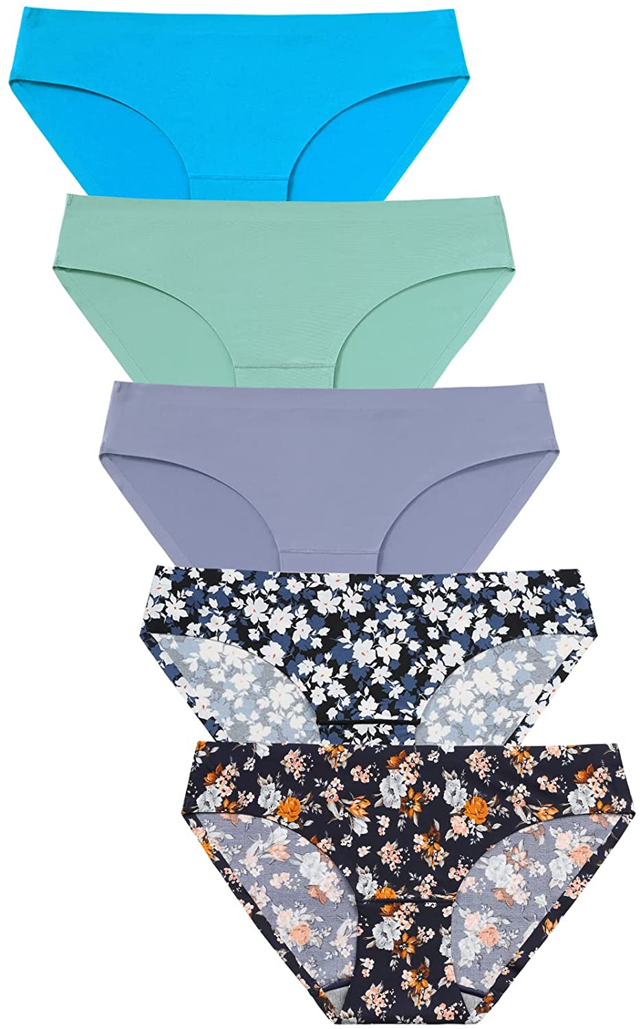 GNEPH Women'S Seamless Underwear No Show Panties Soft Stretch Bikini Ladies Hipster Underwears 5Pack Apparel & Accessories > Clothing > Underwear & Socks > Underwear GNEPH L2flower Large 