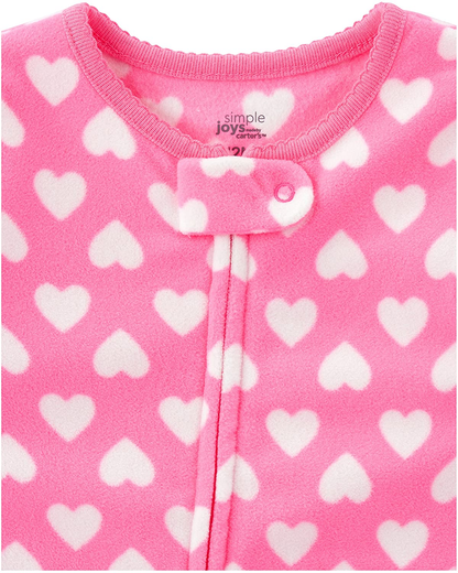 Simple Joys by Carter'S Toddler and Baby Girls' Loose Fit Fleece Footed Pajamas, Pack of 3 Apparel & Accessories > Clothing > Underwear & Socks > Lingerie Simple Joys by Carter's   