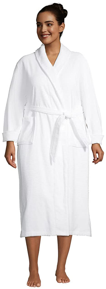 Lands' End Women'S Cotton Terry Long Spa Bath Robe Apparel & Accessories > Clothing > Sleepwear & Loungewear > Robes Kylie Max   
