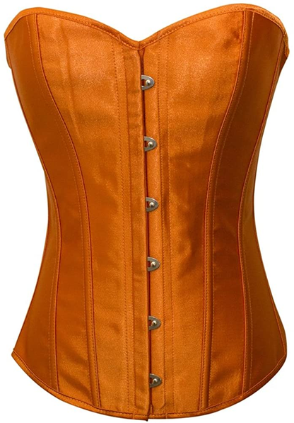 Chicastic Black Satin Sexy Strong Boned Corset Lace up Overbust Waist Cincher Bustier Bodyshaper Top - Also White & Red Apparel & Accessories > Clothing > Underwear & Socks > Lingerie Chicastic Orange 7X 