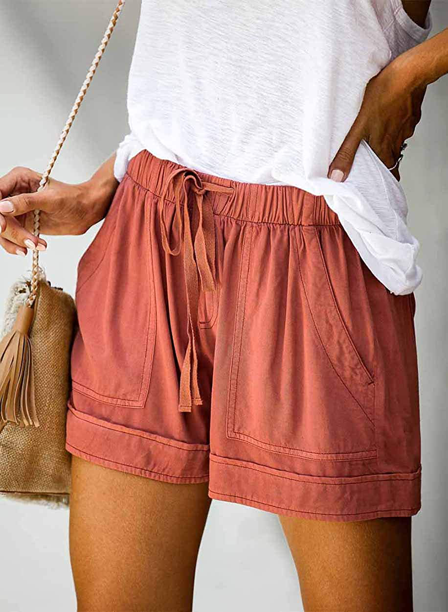 Wielsscca Womens Drawstring Shorts Summer Elastic Waist Casual Lightweight with Pockets Apparel & Accessories > Clothing > Shorts Kylie Max   