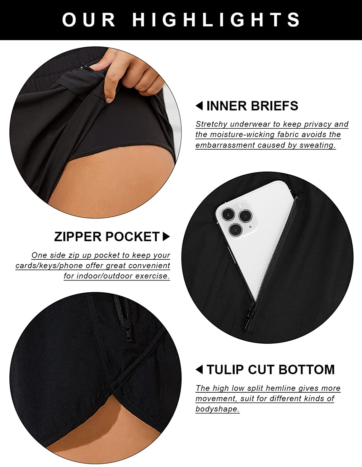 Blooming Jelly Womens High Waisted Running Shorts Athletic Workout Shorts Quick Dry Pants with Zipper Pocket Apparel & Accessories > Clothing > Shorts Kylie Max   