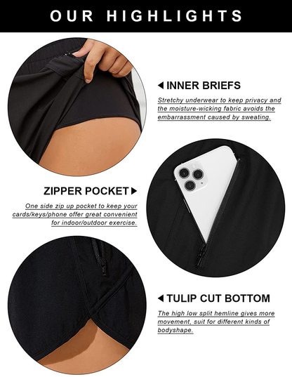 Blooming Jelly Womens High Waisted Running Shorts Athletic Workout Shorts Quick Dry Pants with Zipper Pocket Apparel & Accessories > Clothing > Shorts Kylie Max   