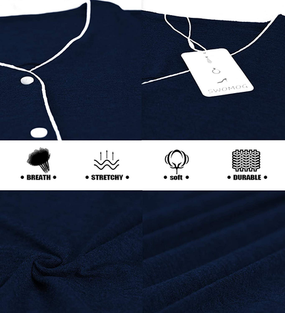 SWOMOG Women'S Button down Nightgown Short Sleeve Nightshirt V-Neck Sleepwear Boyfriend Sleepshirt Pajama Dress Apparel & Accessories > Clothing > Sleepwear & Loungewear > Nightgowns Kylie Max   