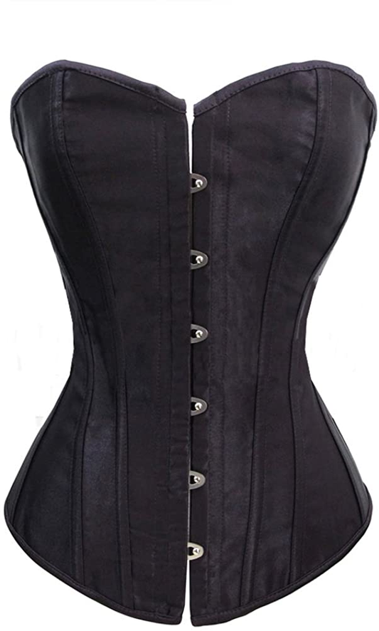 Chicastic Black Satin Sexy Strong Boned Corset Lace up Overbust Waist Cincher Bustier Bodyshaper Top - Also White & Red Apparel & Accessories > Clothing > Underwear & Socks > Lingerie Chicastic Black 3X 