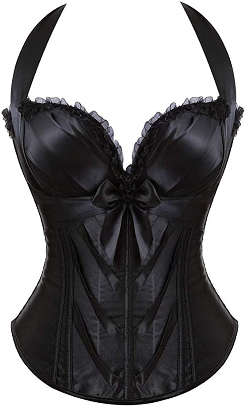 Blidece Women'S Sexy Boned Lace up Push up Shapewear Top Overbust Corset Bustier Apparel & Accessories > Clothing > Underwear & Socks > Lingerie Blidece Black Retro Small 
