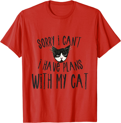 Sorry I can't I have plans with my Cat T-Shirt Arts & Entertainment > Party & Celebration > Gift Giving Caterpillar Red Men Small