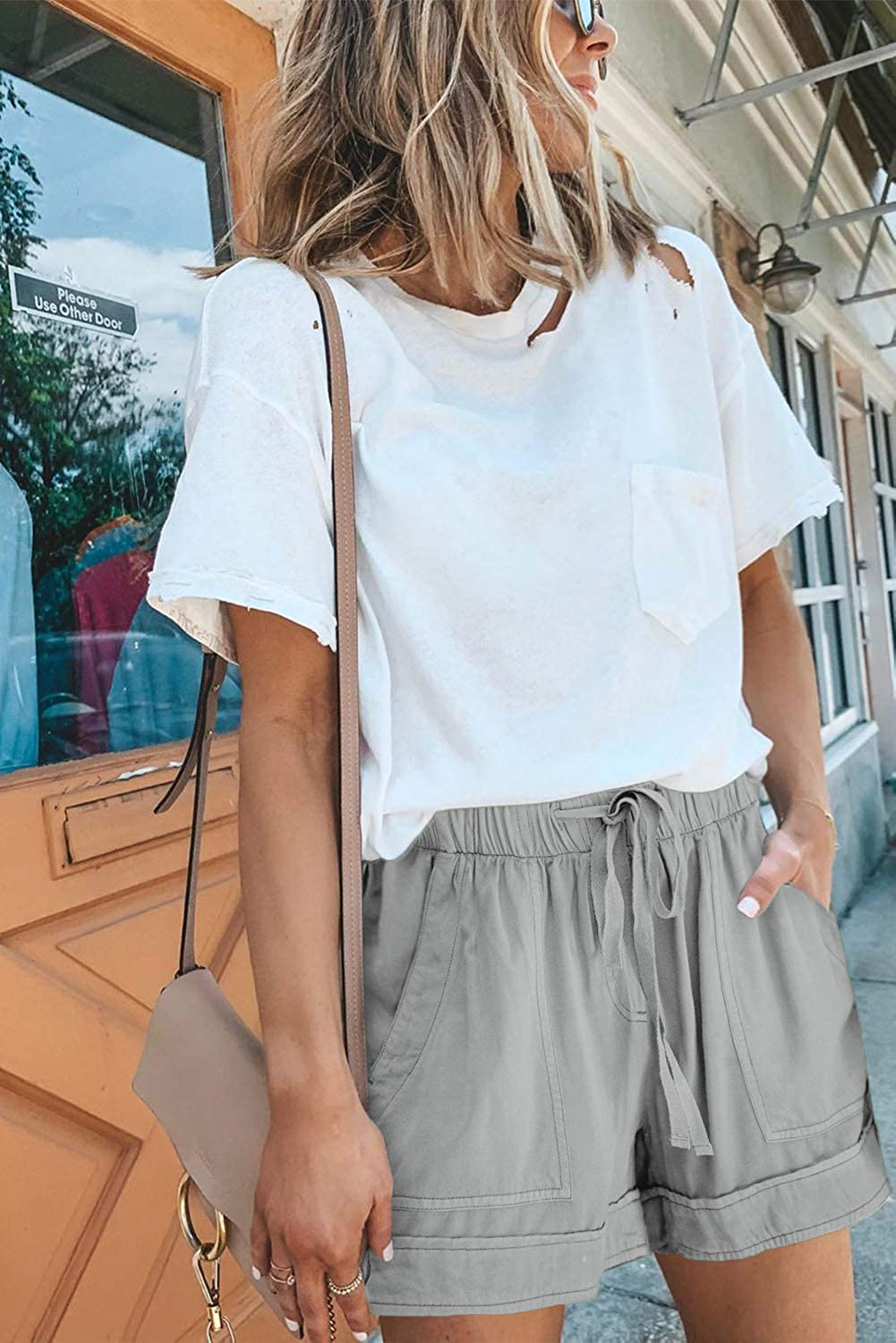 KISSMODA Womens Summer Shorts Leopard/Camo/Solid/Floral Print Elastic Waist Pocketed Casual Pants Apparel & Accessories > Clothing > Shorts Kylie Max   
