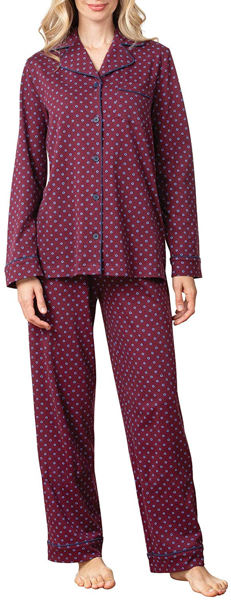 PajamaGram Pajama Set for Women - Cotton Jersey Pajamas Women Apparel & Accessories > Clothing > Sleepwear & Loungewear > Pajamas PajamaGram Burgundy 2X 
