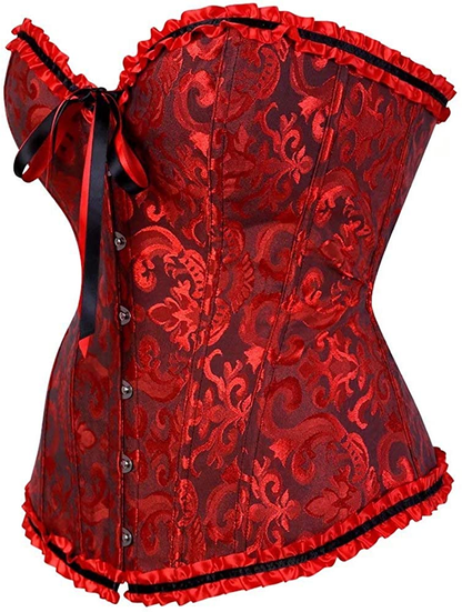 Women'S Lacing Corset Top Satin Floral Boned Overbust Body Shaper Bustier Apparel & Accessories > Clothing > Underwear & Socks > Lingerie SHYMMUO   