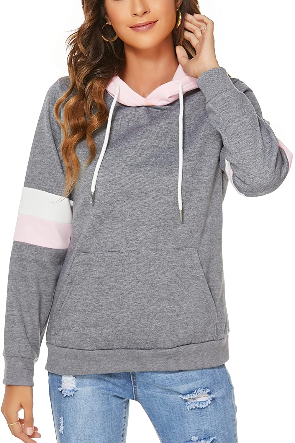FINWANLO Hoodies for Women Casual Long Sleeve Tops Fleece Pullover Hooded Sweatshirts Jacket with Pockets Apparel & Accessories > Clothing > Activewear Kylie Max   
