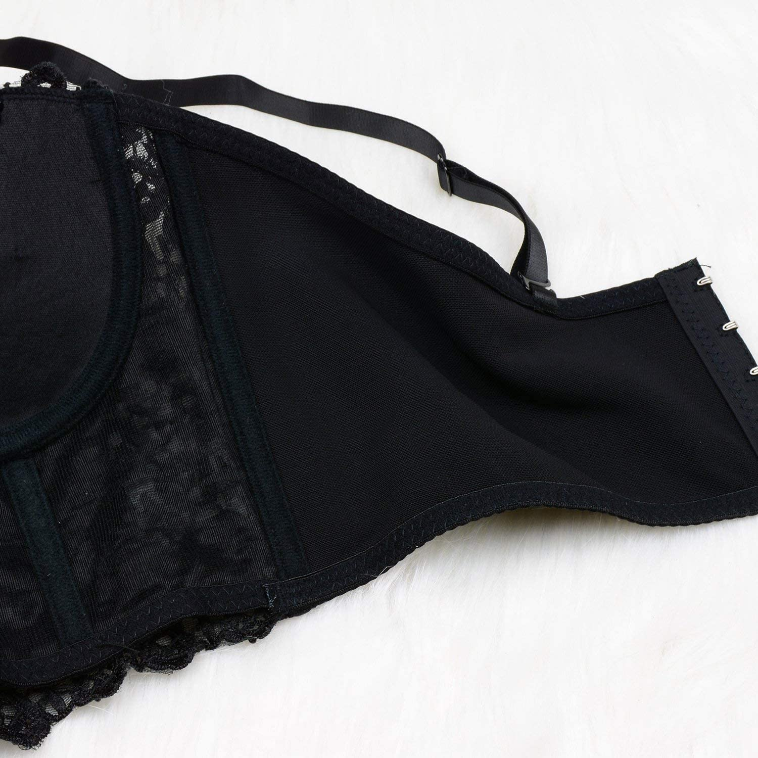 ELLACCI Women'S Natural Reigning Lace Rhinestone Bustier Crop Top Sexy Mesh Corset Top Bra Black Apparel & Accessories > Clothing > Underwear & Socks > Lingerie ELLACCI   