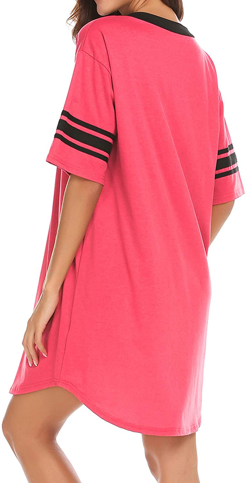 Ekouaer Women'S Nightgown, Cotton Novelty Sleepshirts V Neck Short Sleeve Sleep Shirt Loose Comfy Pajama Sleepwear S-XXL Apparel & Accessories > Clothing > Sleepwear & Loungewear > Nightgowns Kylie Max   