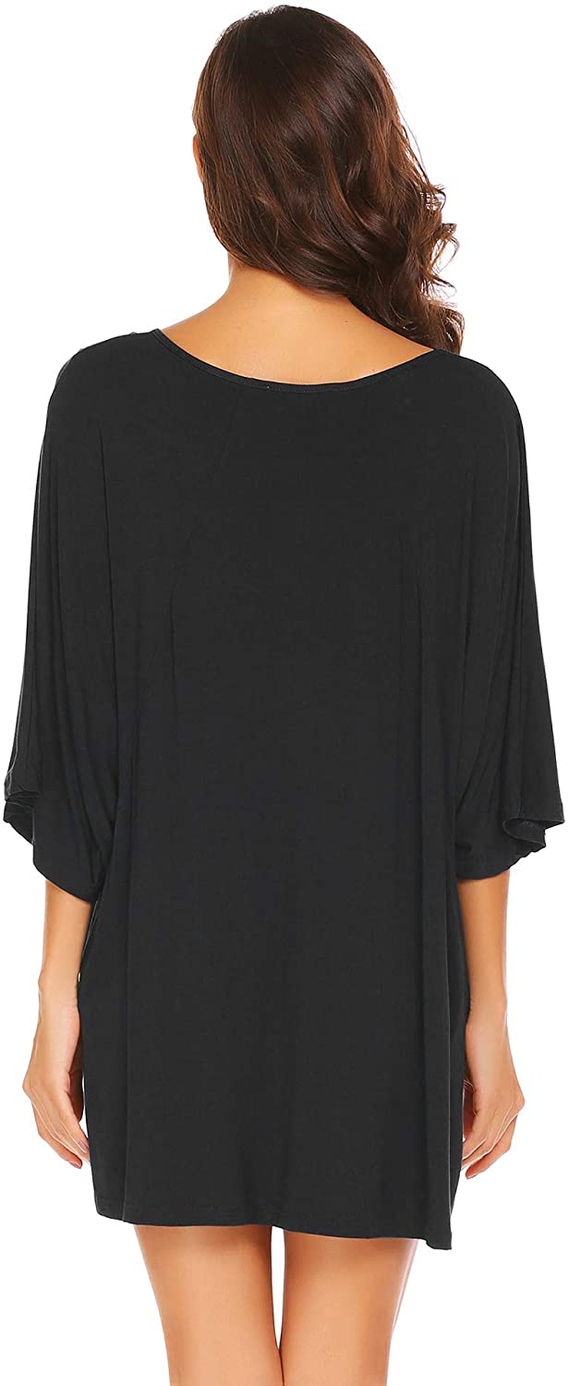 Ekouaer Women'S Sleepshirt Deep V Neck Nightgown Batwing Nightshirt Oversized Sleepwear Loungewear plus Size Apparel & Accessories > Clothing > Sleepwear & Loungewear > Nightgowns Kylie Max   