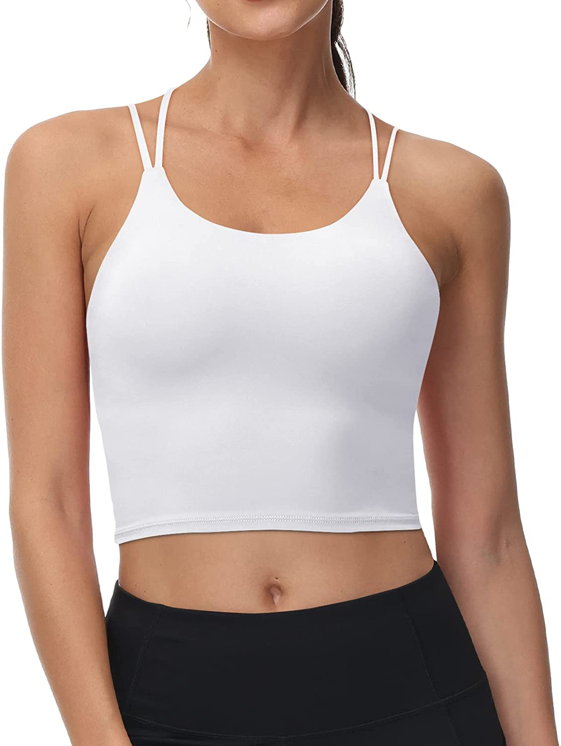 Women'S Longline Sports Bra Padded Strappy Yoga Bra Fitness Running Workout Crop Tank Top（2Pack） Apparel & Accessories > Clothing > Underwear & Socks > Bras Kylie Max   