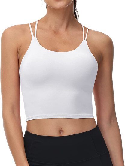 Women'S Longline Sports Bra Padded Strappy Yoga Bra Fitness Running Workout Crop Tank Top（2Pack） Apparel & Accessories > Clothing > Underwear & Socks > Bras Kylie Max   