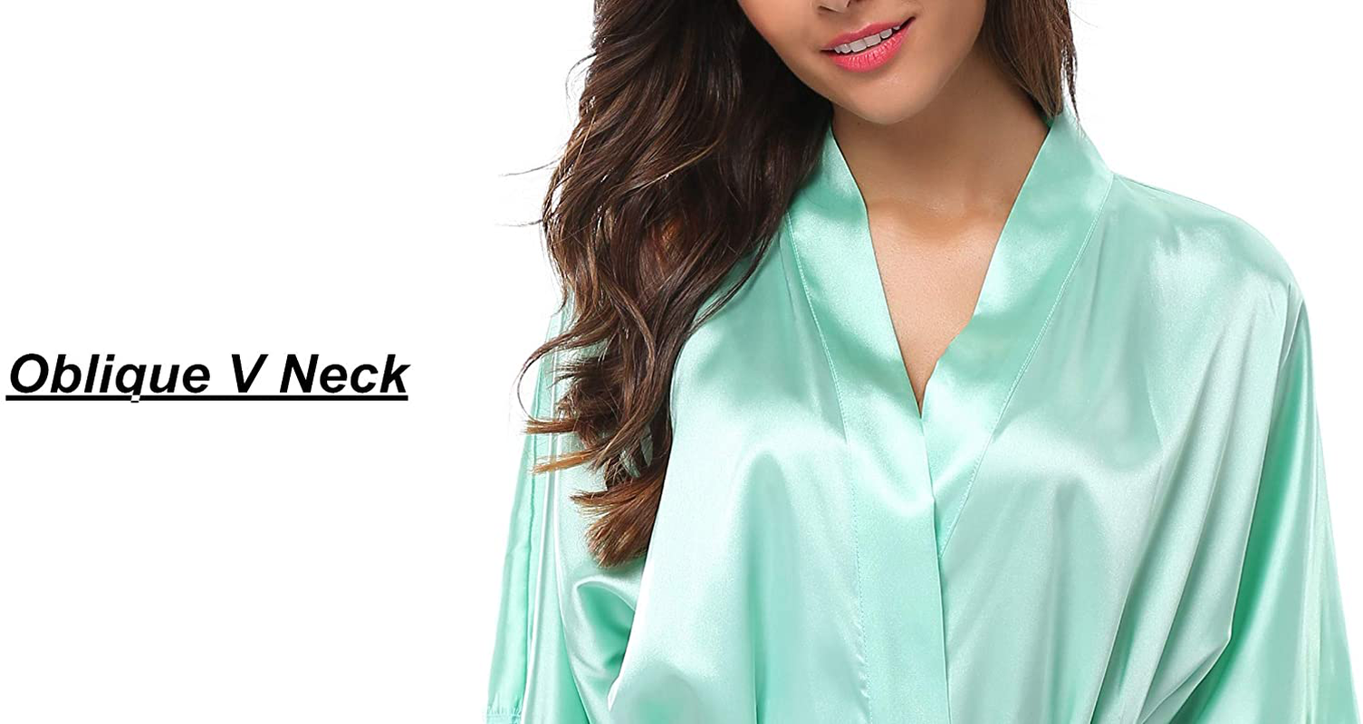 Giova Women'S Lace Trim Kimono Robe Bride Bridesmaids Wedding Shower Satin Short Robe Apparel & Accessories > Clothing > Sleepwear & Loungewear > Robes Giova   