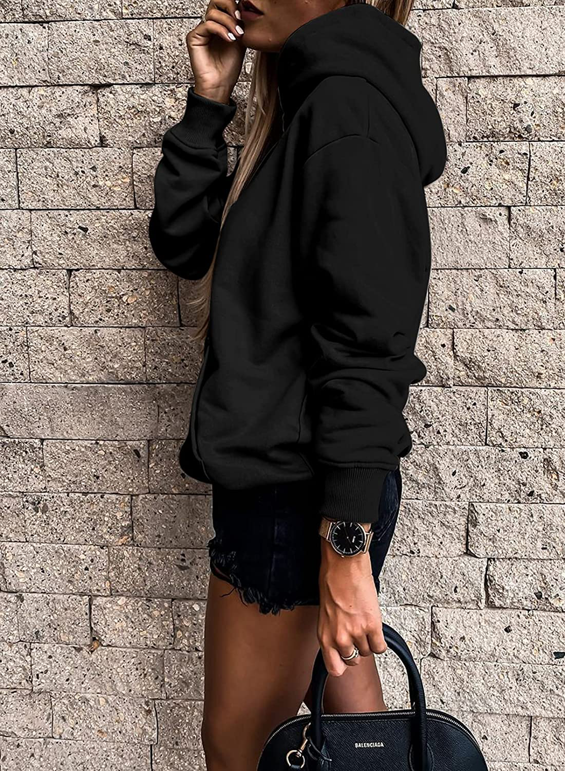 SHEWIN Women'S Casual Hoodies Long Sleeve Solid Lightweight Pullover Tops Loose Sweatshirt with Pocket Apparel & Accessories > Clothing > Activewear Kylie Max   