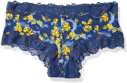 Maidenform Women'S Sexy Must Have Cheeky Scalloped Lace Hipster Apparel & Accessories > Clothing > Underwear & Socks > Underwear Maidenform Happy Yellow Daisies/Navy Eclipse 9 