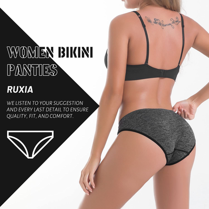 R RUXIA Women'S Hipster Panties Seamless Low-Rise Cheekini Panty Soft Stretch Bikini Underwear (Multi Colors,Pack of 5) …  R RUXIA   