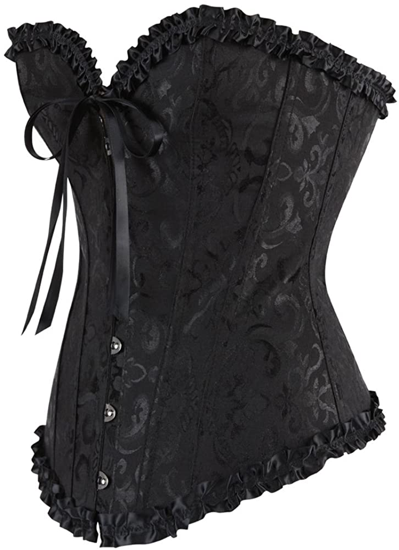 Women Lace up Back Sexy Floral Corset for Women Lingerie Bustier Top plus Size Apparel & Accessories > Clothing > Underwear & Socks > Lingerie Zhitunemi   