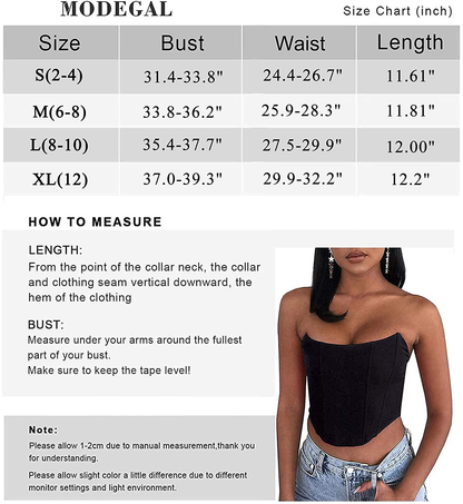 Modegal Women'S Satin Strapless Open Back Zipper Push up Fish Boned Overbust Bustier Corset Crop Top Apparel & Accessories > Clothing > Underwear & Socks > Lingerie Modegal   