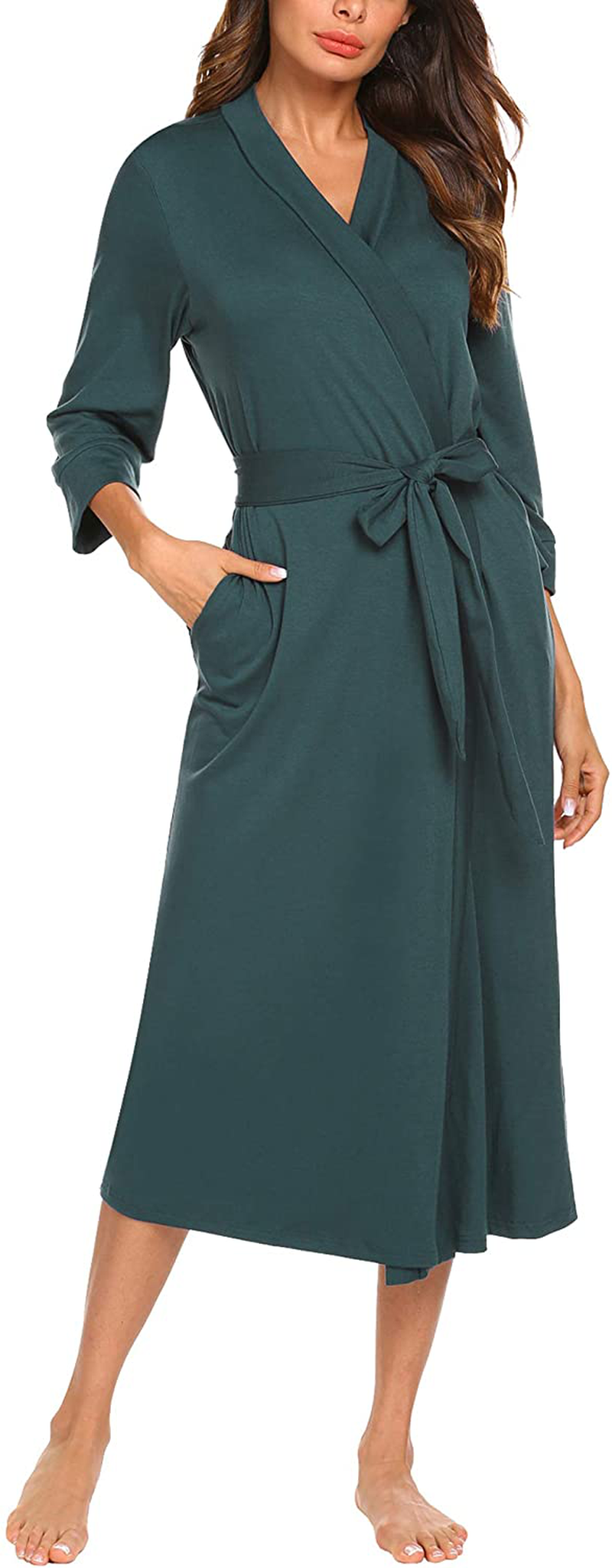 MAXMODA Women Kimono Robes Long Knit Bathrobe Soft Robe Casual Ladies Loungewear S-3XL Apparel & Accessories > Clothing > Sleepwear & Loungewear > Robes MAXMODA   
