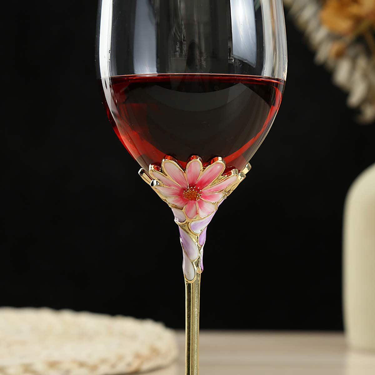 Luka Tech Enamels flower Lead-free Wine Glass Best Birthday Gifts For Women Wife Mom Friends Mothers Valentines Day (1 Pack) Arts & Entertainment > Party & Celebration > Gift Giving Luka Tech   