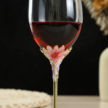 Luka Tech Enamels flower Lead-free Wine Glass Best Birthday Gifts For Women Wife Mom Friends Mothers Valentines Day (1 Pack) Arts & Entertainment > Party & Celebration > Gift Giving Luka Tech   