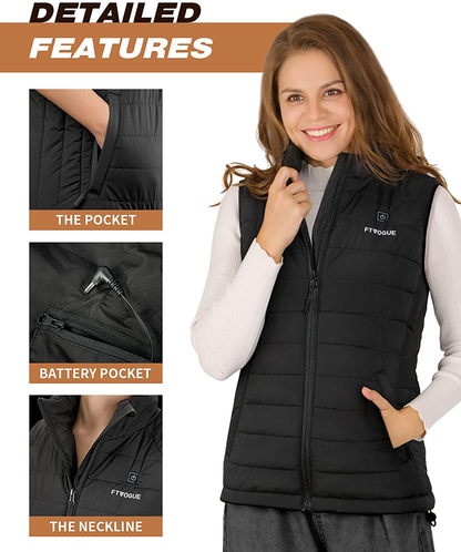 FTVOGUE Lightweight Women’s Heated Vest with Battery Pack, Black Arts & Entertainment > Party & Celebration > Gift Giving FTVOGUE   