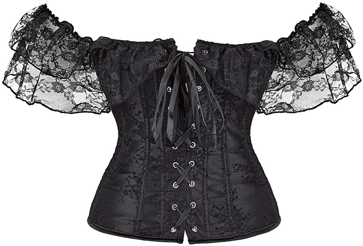 Corset Tops for Women Corset - Overbust Lingerie - Lace up Back Bustier Top - Fashion Corsets with Sleeve Apparel & Accessories > Clothing > Underwear & Socks > Lingerie SZIVYSHI   