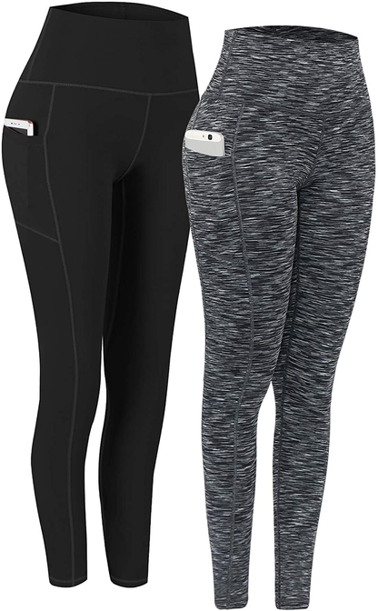 Fengbay 2 Pack High Waist Yoga Pants, Pocket Yoga Pants Tummy Control Workout Running 4 Way Stretch Yoga Leggings Apparel & Accessories > Clothing > Activewear Fengbay Black & Dr Black XX-Large 