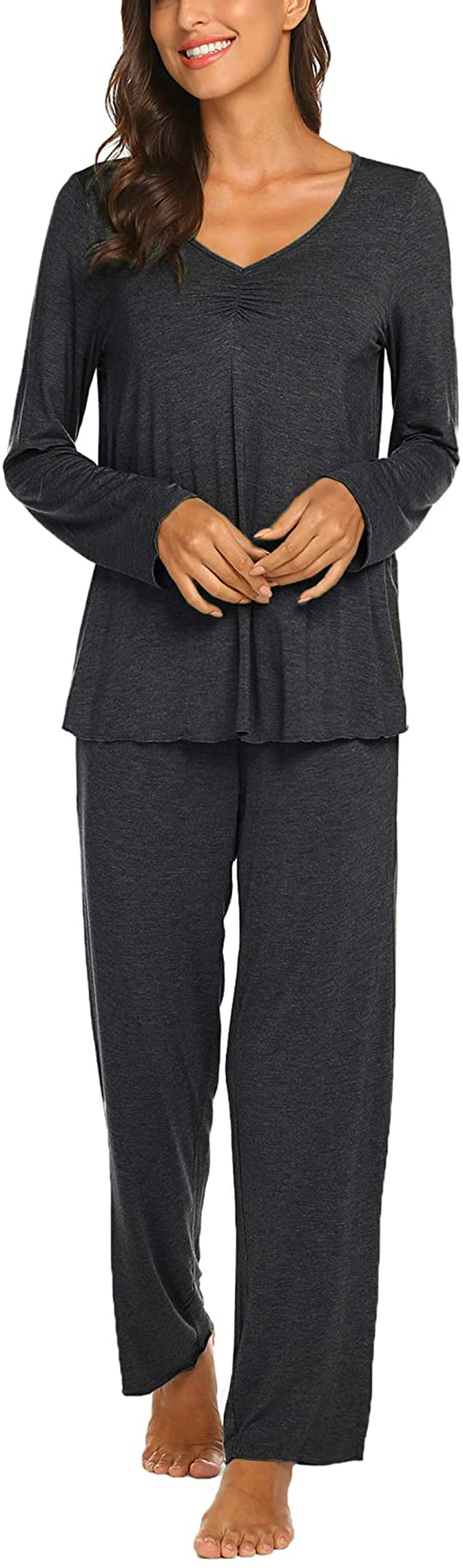 Ekouaer Women'S Pajama Set Long Sleeve Sleepwear Soft Loungewear Sets Pajamas Top and Pants Pjs S-XXL Apparel & Accessories > Clothing > Sleepwear & Loungewear Kylie Max   
