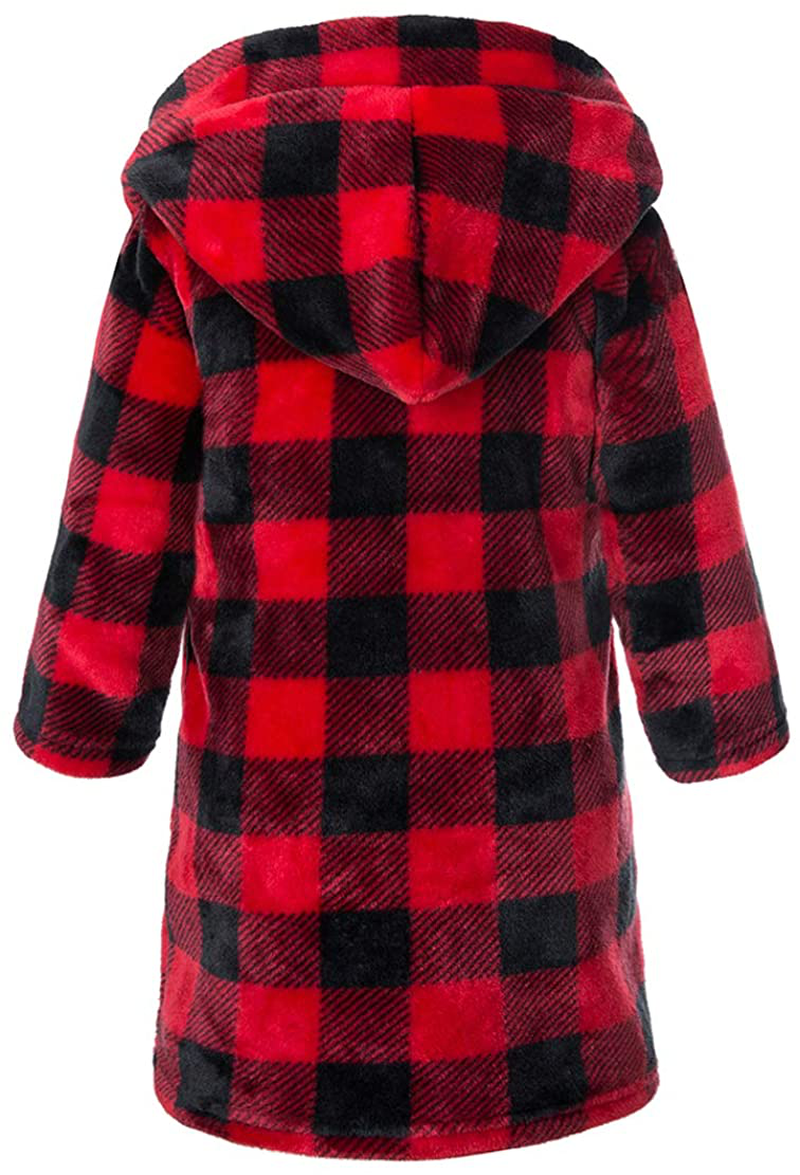 Kids Coral Fleece Robe with Slippers Boys Girls Soft Plush Hooded Bathrobe & Slipper Set Toddlers Apparel & Accessories > Clothing > Sleepwear & Loungewear > Robes Kylie Max   
