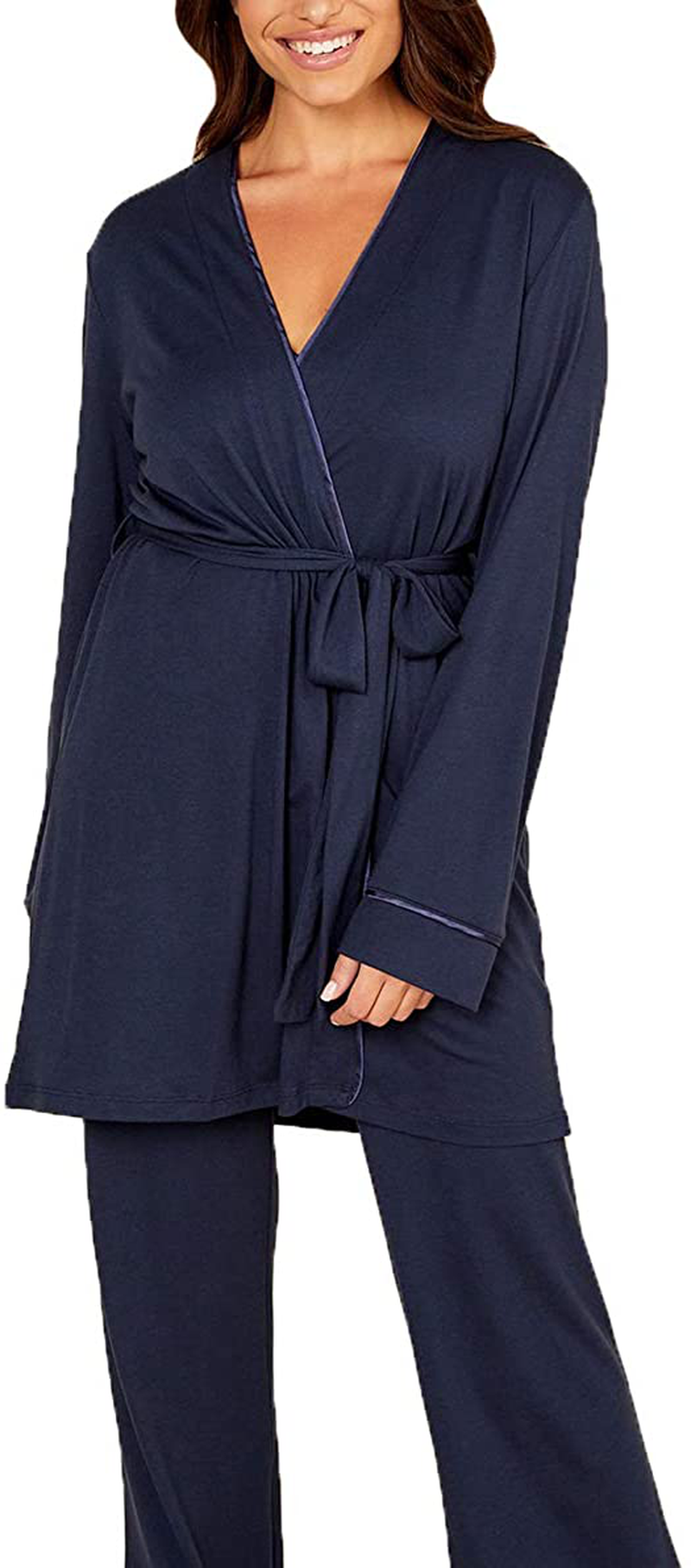 Cosabella Women'S Bella Curvy Racerback Cami Robe & Pant Pajama Set, Deep Ruby/Deep Ruby, Petite Apparel & Accessories > Clothing > Sleepwear & Loungewear Kylie Max   