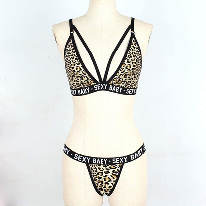 Women Sexy Lingerie Sleepwear Fashion Camo Print V-Collar Strappy Bra and Panty 2Pcs Sets Bodysuit Underwear Pajamas Apparel & Accessories > Clothing > Underwear & Socks > Lingerie Taswuw   