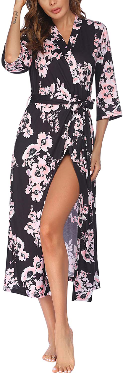 Ekouaer Womens Robes, Lightweight Cotton Robe Soft Sleepwear Ladies Loungewear Dressing Gown Long Bathrobe Apparel & Accessories > Clothing > Sleepwear & Loungewear > Robes Ekouaer   